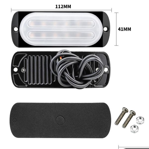 Bremslicht einschalten Winsun 1 Stück 12 LED-Blitzwarnleuchten 12 W Plice blinkende Fettlampe für Auto-LKW-Motorrad 12 V 24 V Notfall-Drop Dhnzy