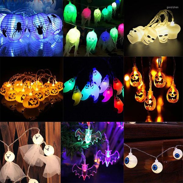 Saiten Kürbis Geisterschädel LED-Lichterkette Fee Outdoor Garten Weihnachten Zuhause Hochzeitsdekoration Halloween Rave Party Dekor