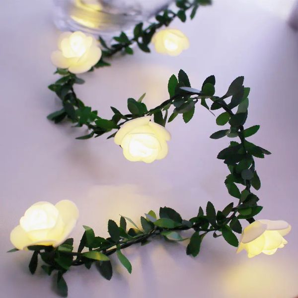 Stringhe LED Romantic Rose Light String Ghirlanda artificiale Striscia luminosa alimentata a batteria