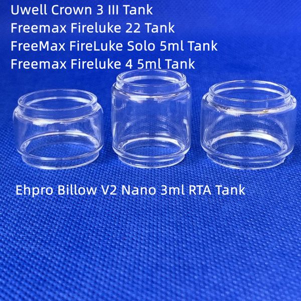 Blasenglasrohr für Freemax Fireluke 4 Beutel Solo 5 ml 22 Uwell Crown 3 Ehpro Billow V2 Nano RTA Tankbirne Ersatz Fatboy 3 ml 5 ml