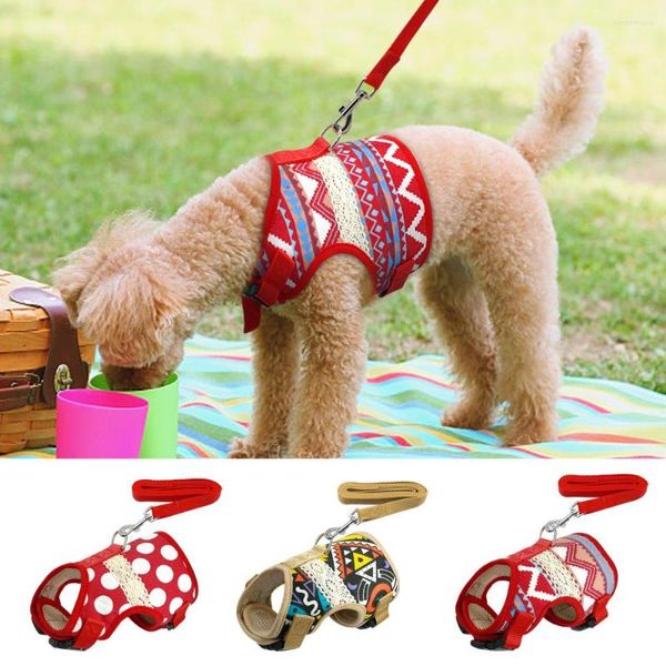 Collari per cani Imbracatura e guinzaglio con stampa morbida Pet Puppy Cat Vest Giacca per cani di taglia piccola e media Teddy Poddle Chihuahua Yorkies S M L XL