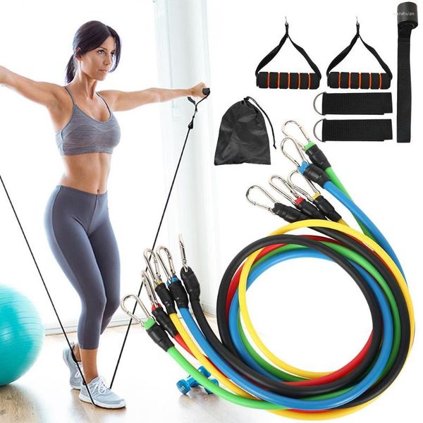 Bandas de resistência Fitness Pull Rope Latex 11 PCS Treinamento Exercício Tubos de ioga Equipamento do corpo de força para casa