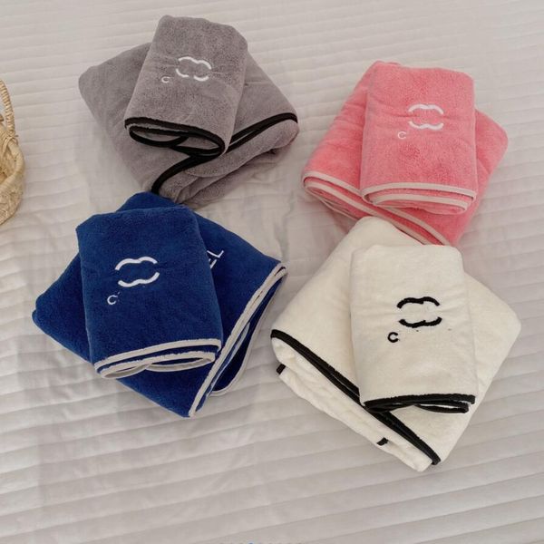 Полотенце дизайнерское с буквой c, банные полотенца для лица, мягкие впитывающие полотенца для мужчин и женщин, коралловый флис, пляжные ручные полотенца, 2 шт., 1 комплект