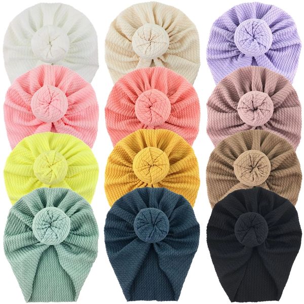 Neugeborenen Einfarbig Hut Jungen Mädchen Baumwolle Weiche Runde Knotbow Turban Motorhaube Kappen Baby Foto Requisiten Kopf Wraps Kid headwear