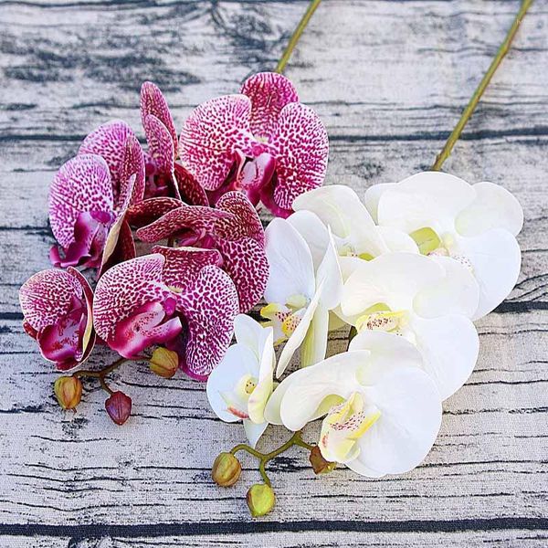 Flores decorativas 3d Pequeno orquídea de borboleta 6 cabeças/pacote Flor Flor Drapery Wall Wedding Decoração de Natal DIY Artificial