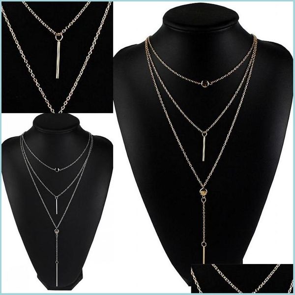 Anhänger Halsketten MTI Storey Kristall Halskette Frauen Männer Kette Schmuck Mode Anhänger Überzogene Gold Siery Persönlichkeit Trend Moderne St Dhgpv