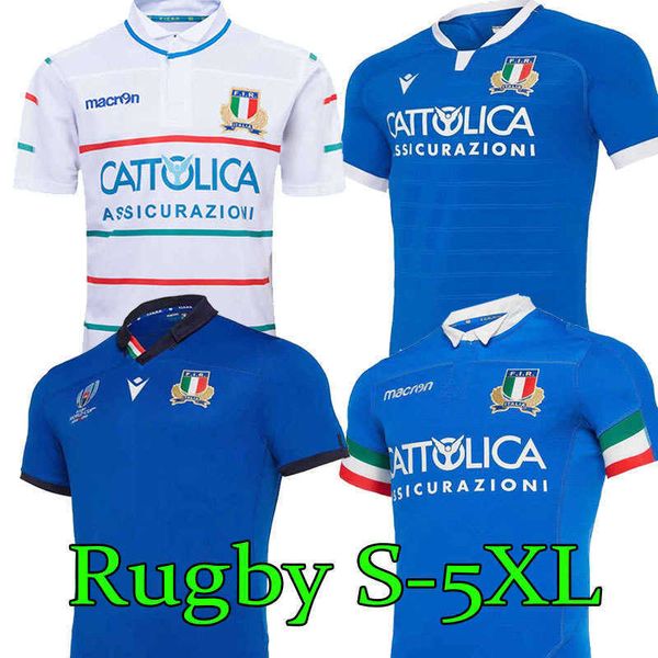 Qxf0 Herren-T-Shirts Italien 2021 2022 2018 2019 2020 Italien Rugby-Trikots T-Shirts Home Rugby League-Trikot 19 20 Hemden Blau 21 22