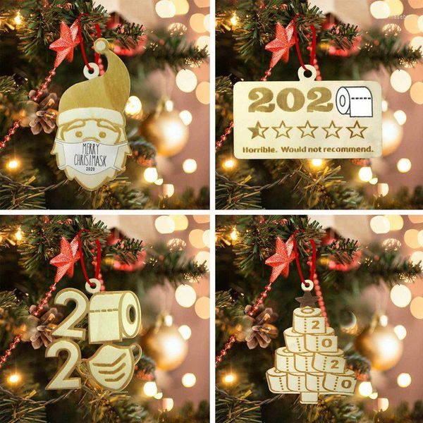Decorazioni di Natale 4 Pz/set 2022 Albero Ornamento di Legno Appeso Babbo Natale Tovagliolo di Carta Modellazione Per Il Festival Home Decor
