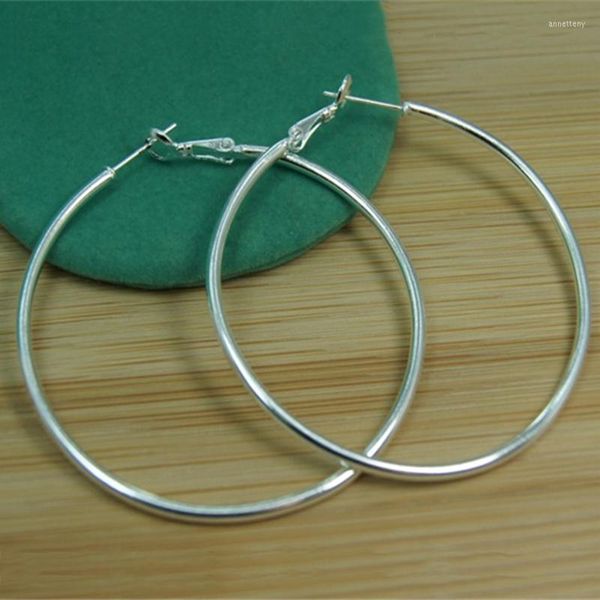 Orecchini a cerchio Orecchino in argento sterling 925 per donna Regalo di gioielli natalizi con cerchio rotondo grande da 50 mm