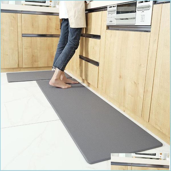 Teppiche Lange Küchenmatte Wasserdichter und ölbeständiger Boden Anti-Ermüdungs-Fußpolster Rutschfester, verschleißfester Teppich Tür Drop Lieferung 2022 Ho Dhsni
