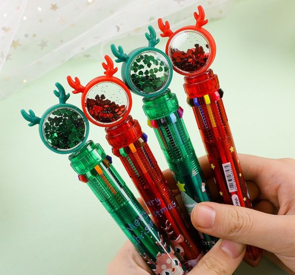 Natal de dez cores caneta de caneta fofa férias garoto de presente decoração para casa ornamento de natal Navidad