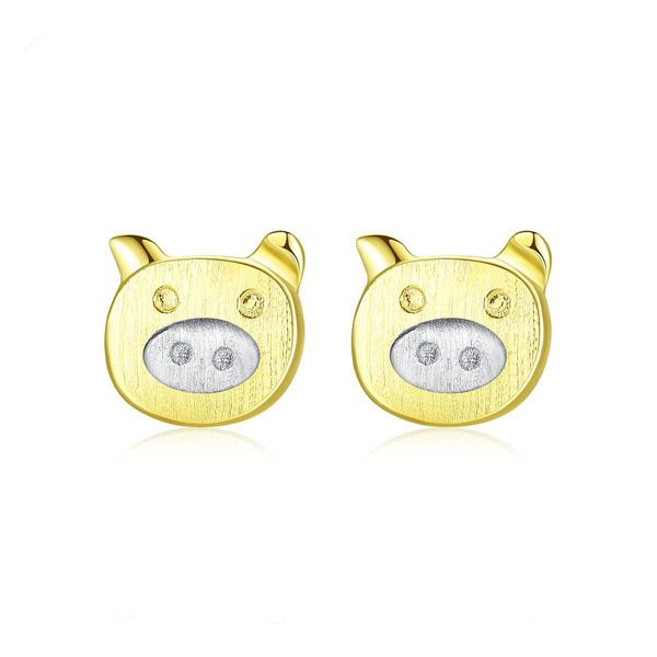 Heiße Ohrstecker aus S925-Silber, vergoldet, 18 Karat Gold, Piggy, personalisierte Markenohrringe, modische Damen-Ohrringe, Schmuck, Valentinstag, Muttertag, Geburtstagsgeschenk, spc