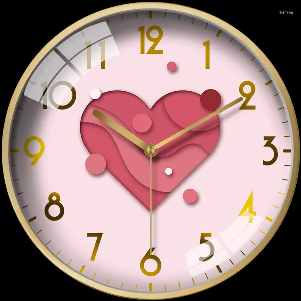Relógios de parede Decorações de metal do relógio de parede, quarto criativo quarto coração relógios modernos decoração de casa horloge