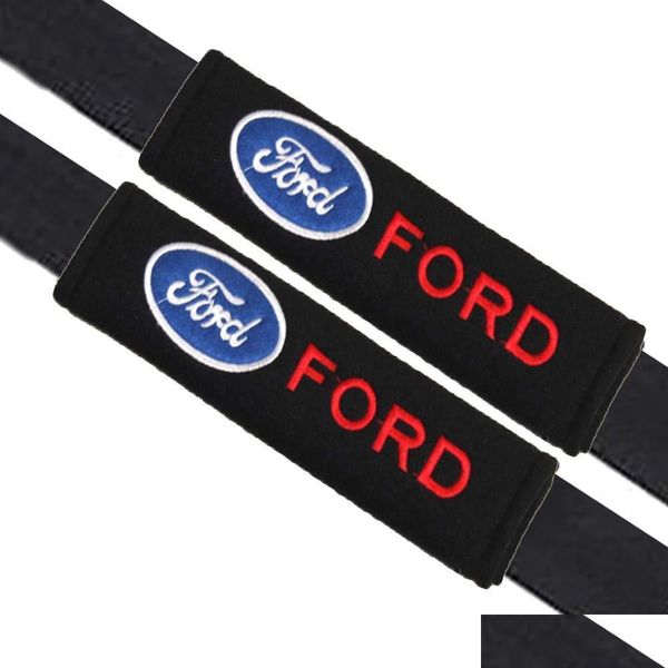 Accessori per cinture di sicurezza 2 pezzi / set Cintura di sicurezza in cotone Shoder Pad Ers Emblemi per Ford Focus 2 3 Fiesta Kuga Mondeo Distintivi Accessori Dhimu