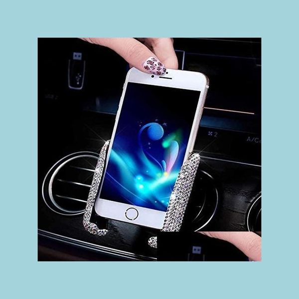 Portabevande Bling Supporto per telefono per auto Mini Dash Air Vent Matic Mount 360ﾰ Accessori per supporto in cristallo regolabili per donne e Drop Delive Dh1Uh