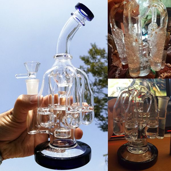 Bong in vetro per narghilè con camera a 5 bracci Recycler Perc Pipa ad acqua Dab Rig Bubbler Fumo Shisha con giunto da 14 mm