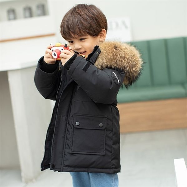 Casaco de inverno de inverno pato branco jacket meninos parka grossa quente e quente roupas de bebê 2-12 anos crianças crianças roupas meninas roupas adolescentes 221012