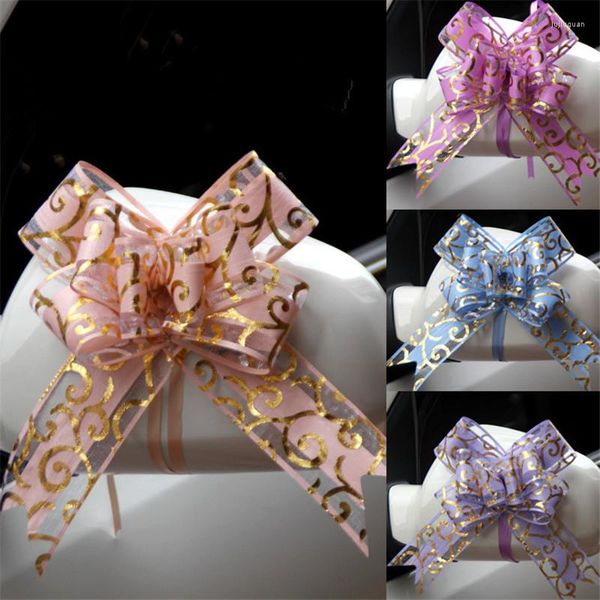 Flores decorativas 20pcs/lote Pull Bow Gift Ribbons invólucros de flores para eventos de casamento Decoração de aniversário Feliz ano Presentes de Natal