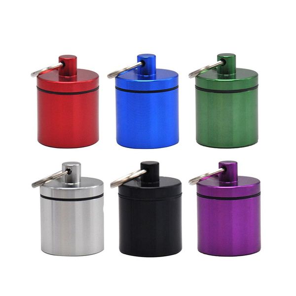 Fumo di sigaretta Portachiavi Stash Jar Sigillo ermetico Portapillole Contenitore portatile per erbe secche Scatole in metallo Portachiavi Accessorio per fumo di tabacco