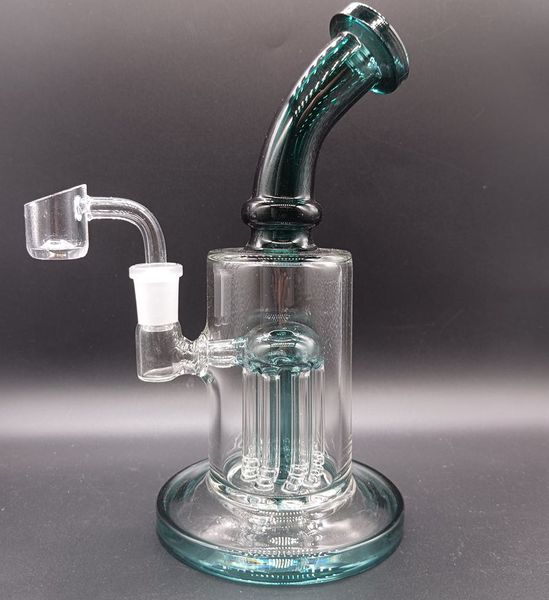 Narghilè Bong per acqua in vetro spesso rosa verde con percolatore a braccio ad albero 14mm Oil Dab Rigs Shisha Pipes