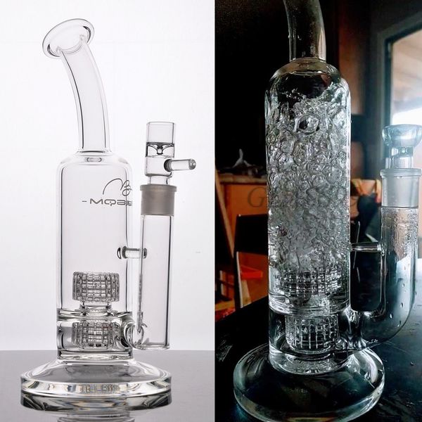 Mobius cam bongs çift stereo matris perc hookahlar kalın dab teçhizat su boruları 18.8mm eklem ağır taban fab yumurta geri dönüştürücü sigara shisha