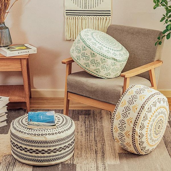 Cuscino Meditazione in stile giapponese Homestay Tatami Copri pouf marocchino Pouf non imbottito Poggiapiedi in cotone di lusso Futon pigro