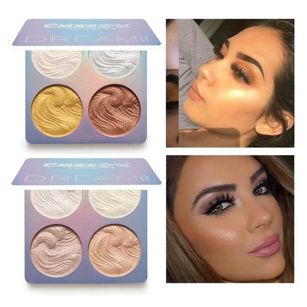 Pincéis de Maquiagem 4 Cores Paleta Iluminador Facial Bronzer Contorno Iluminador Pó Maquiagem Brilho Facial Iluminador Iluminador Maquillaje W221013