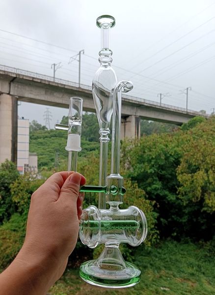 Yeşil cam su bong nargile yağ dab teçhizatlar shisha sigara içme boruları el yapımı tütün aksesuarları