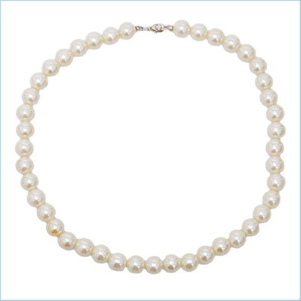 Colares de mi￧angas elegantes Ivory White Glass Imita￧￣o de ￡gua doce de ￡gua doce colares para mulheres Jewerly 1970 Q2 Drop Delivery 2022 J￳ias DH7OK