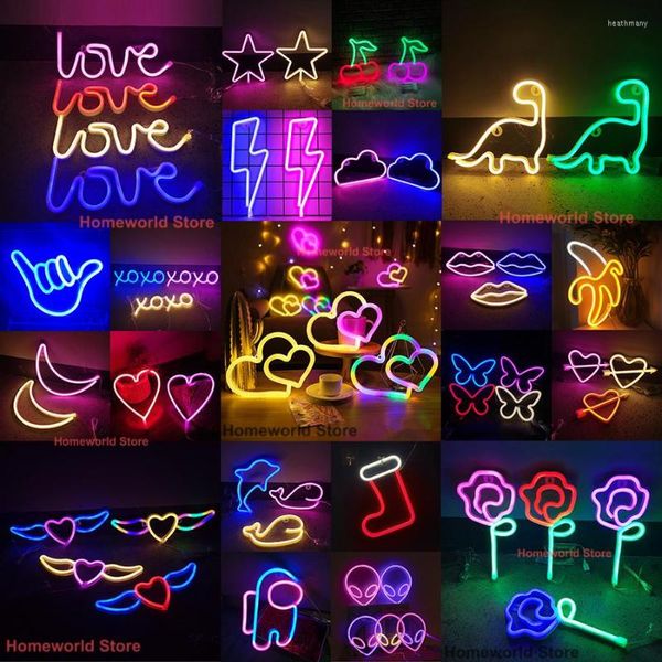 Ночные огни LED Neon Light Sign Logo Моделирующая лампа 88 стилей Оптовая Drop Decor Room Wall Party Wedding Colorful Xmas Gift