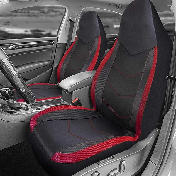 Capas de assento de carro Universal 2 esportes frontais Mesh respirável Fabric fibra de textura de fibra de carbono Fit SUV Van Racing