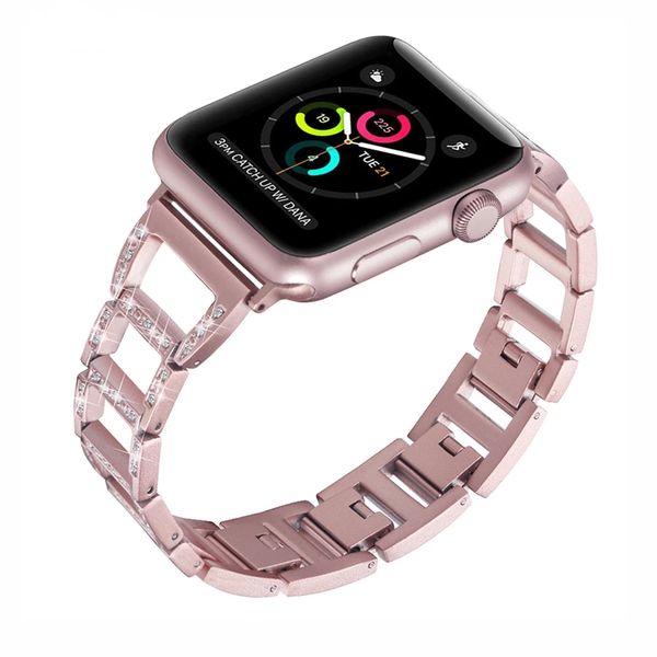 Tiras de aço inoxidável de mulheres de luxo para Apple Watch Ultra 49mm Band 8 41mm 45mm 38mm 42mm 40mm 44mm Bracelete de diamante Banda de relógio Iwatch Series 7 6 SE 5 4 3 2 1