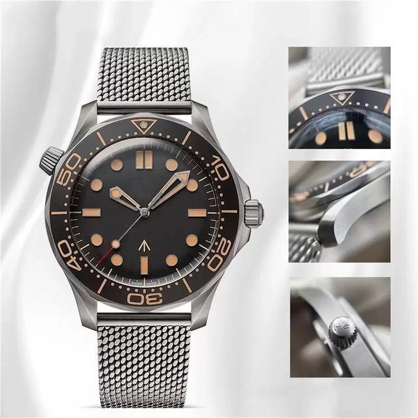 orologi da uomo meccanici automatici con lunetta in ceramica completamente in acciaio inossidabile Chiusura scorrevole Orologi da polso 42MM zaffiro Orologio sportivo a carica automatica jason007