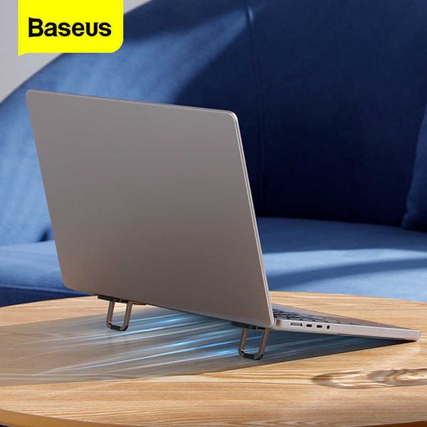Suporte para tablet PC Baseus Metal dobrável Suporte para laptop Base de mesa Suporte para notebook portátil Suporte de resfriamento para Macbook Pro Air DELL Acessórios W221013