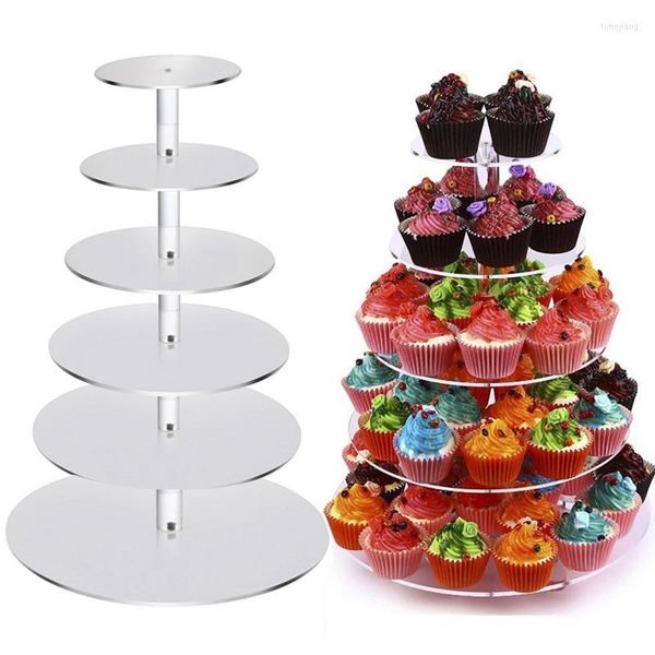 Bakeware Tools 3/4/5/6 TIER ACRYLIC BOLO STAND TRANSPARENTE PLATA DO CUPCAKE REMOVÁVEL DE CUPCAKE PARA FESTIDAS DE FESTO DE BIMVERNAMENTE DE CASAMENTO