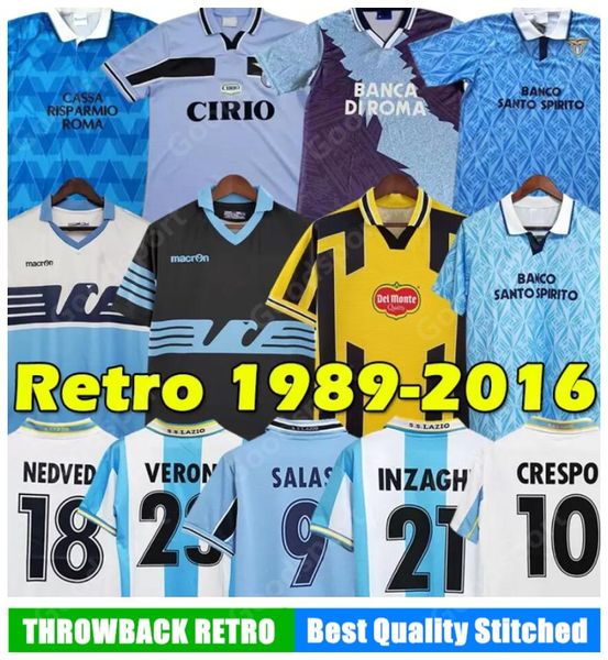 Lazio Retro Soccer Jerseys 1989 1990 1991 1992 1995 1998 1999 1999 Nedved Simeone Salas Gascoigne 2000 15 16 Home Away Futebol Shirt