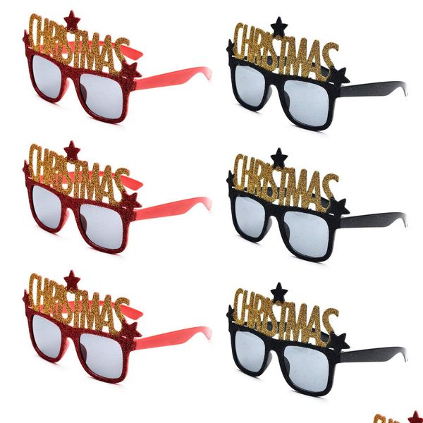 Decorações de Natal Decorações de Natal Party Sunglasses Black Red for Festival Supplies Favors Drop Deliver