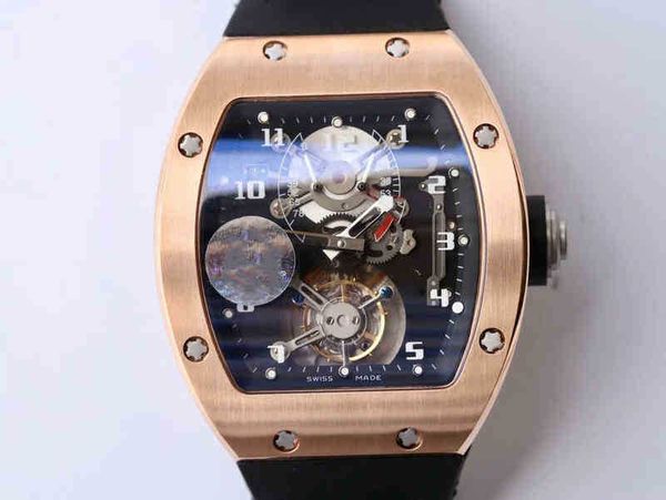 Роскошные мужские механические часы для бизнеса, винная бочка Milles, автоматические модные тенденции, настоящий маховик, светящиеся полые резиновые наручные часы со швейцарским механизмом