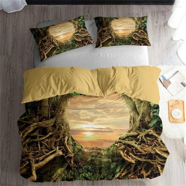 Bettwäsche-Sets HELENGILI 3D Set Wald Traumland Druck Bettbezug Lebensechte Bettwäsche mit Kissenbezug Bett Heimtextilien #2-08