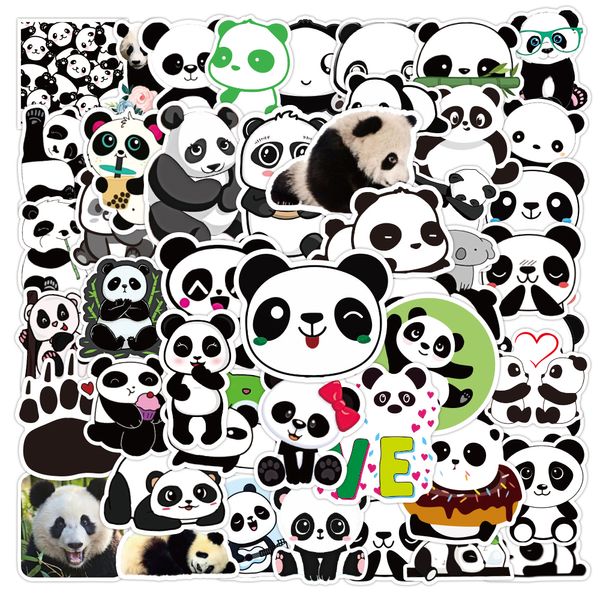 50 pçs por atacado panda bonito dos desenhos animados à prova dwaterproof água pvc adesivos pacote para geladeira carro mala portátil notebook copo telefone mesa bicicleta skate caso.