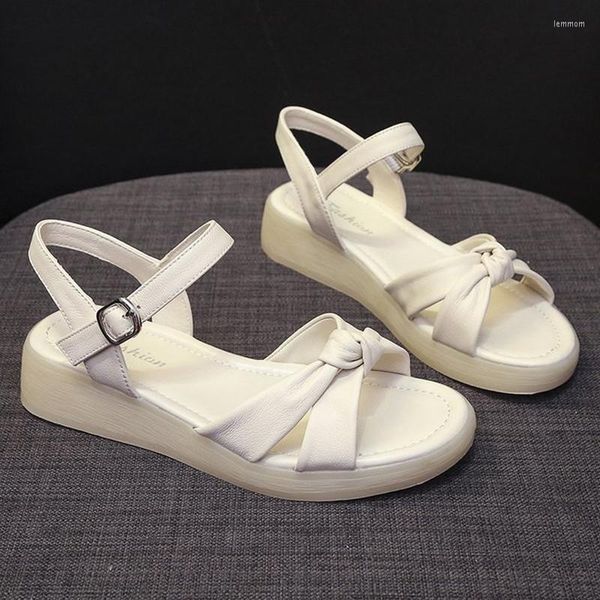 Sandalen Frauen Damen Quadratische Fersen Elegante Sommer Hausschuhe Außerhalb Kreuz Gebunden Leder Weibliche Slides Mode Frau