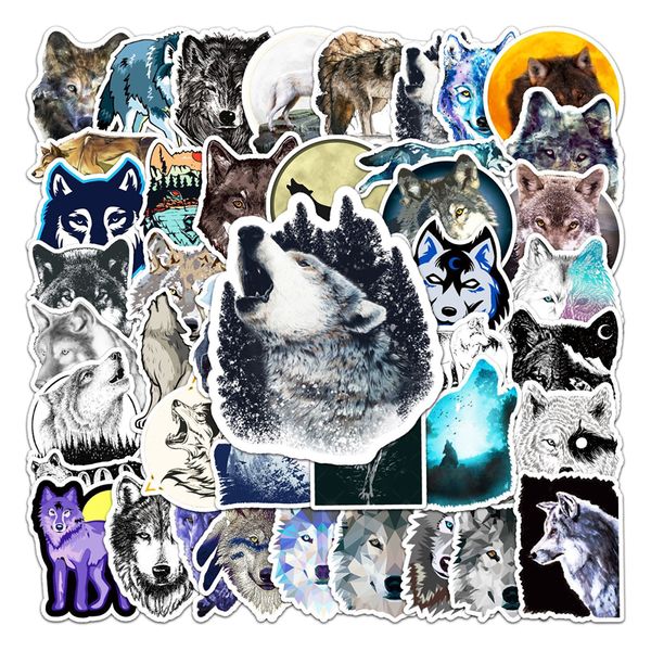 Adesivos de lobo de 50pcs para crian￧as meninos meninas adolescentes fofos de vinil ￠ prova d'￡gua para laptop Bike Bike Bike Bike Bike Tonelow Notebook Tablet Cartoon Animals TZL426