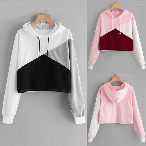 Felpe con cappuccio da donna Maglione Pullover con cappuccio Top Felpa con cappuccio Giacca Tuta Felpa con cappuccio Patchwork ritagliata Felpa a maniche lunghe