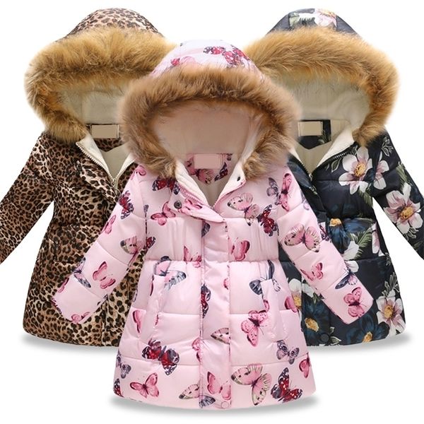 Jacken Mädchen Warme Daunen Baumwolle Jacke Kinder Gedruckt Dicke Oberbekleidung Kinder Kleidung Herbst Winter Baby Mit Kapuze Mäntel 221012