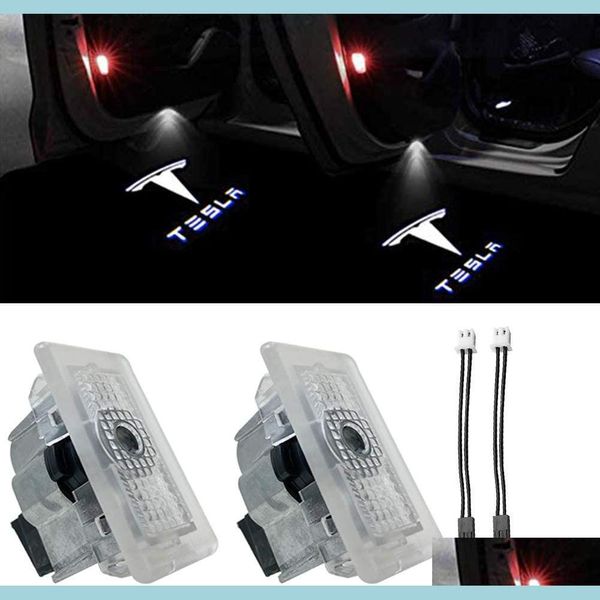 Portas de carro led light luzes de carro logo etapa do projetor de boas -vindas para tesla modelo 3 s x entrega de gota 2022 mobiles motocicletas peças ex dhgbm