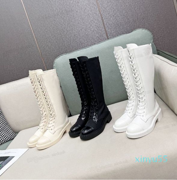 2022 Boot Black White Combat Re-Nylon Rubber Triangle Logo Boot Winter Martin Bootties Lace Up Sho