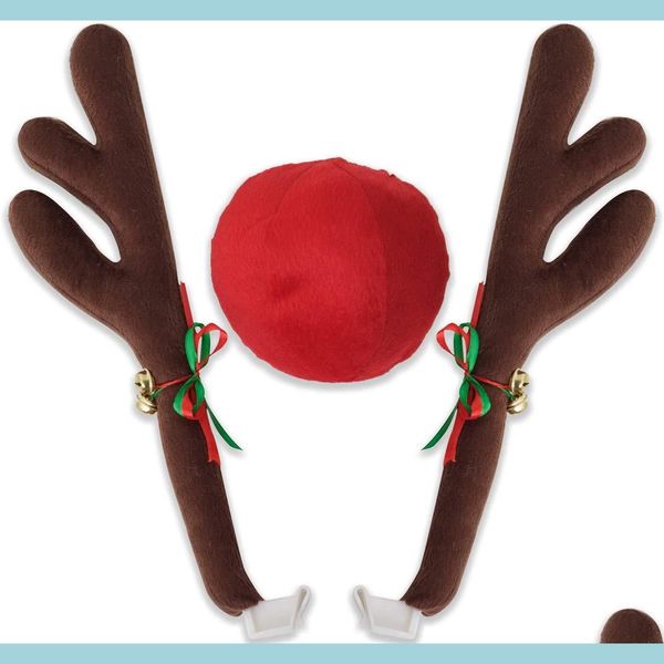 Outros acessórios externos Renelando Antlers da janela do nariz Grade Rudolph Jingle Bell Acessórios de fantasia de Natal Drop DHG5Q