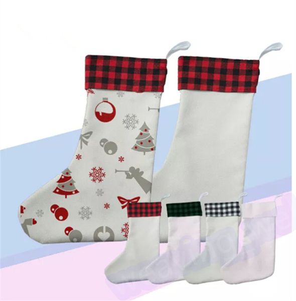 Sublimation Weihnachtssocken Ornamente Leinen Strümpfe Süßigkeiten Geschenktüten große Baum hängende Socke Weihnachtsfeier Dekorationen