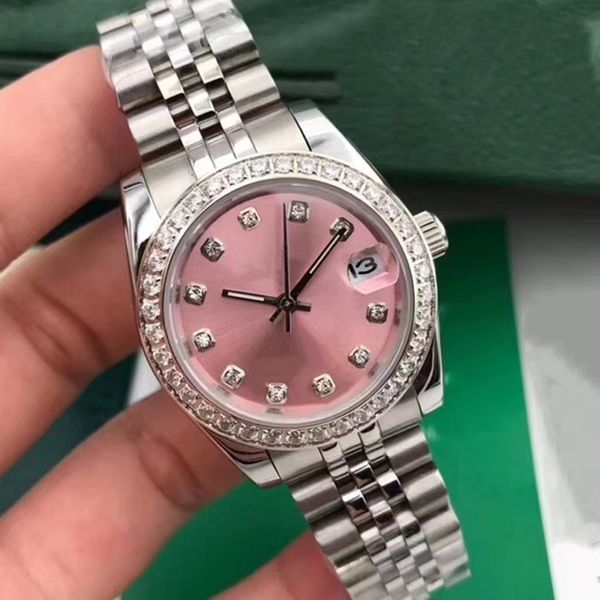 Orologio meccanico da donna in acciaio argentato 316L quadrante 28/36/41mm con diamanti a carica automatica 2813 nuovo movimento orologio di lusso con specchio in zaffiro