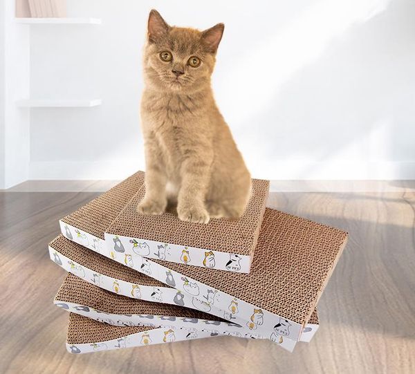 Gato de papelão corrugado Scratching Scratchers Cats Scratch Pad Box Pet Toy Toy White Garra Dentes Retinging Placo